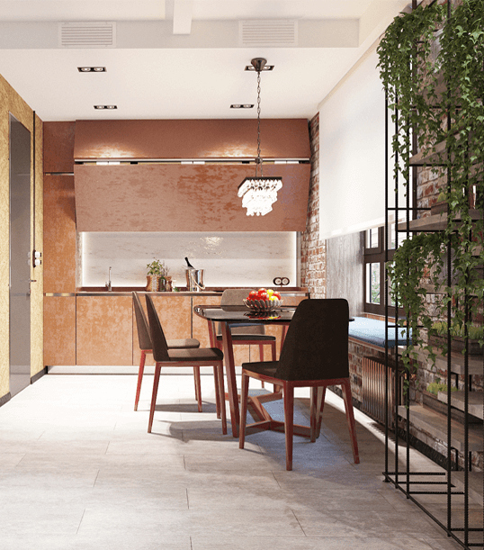 Дизайн интерьера семейной гостиной в стиле лофт-1 | Студия Maxdesign