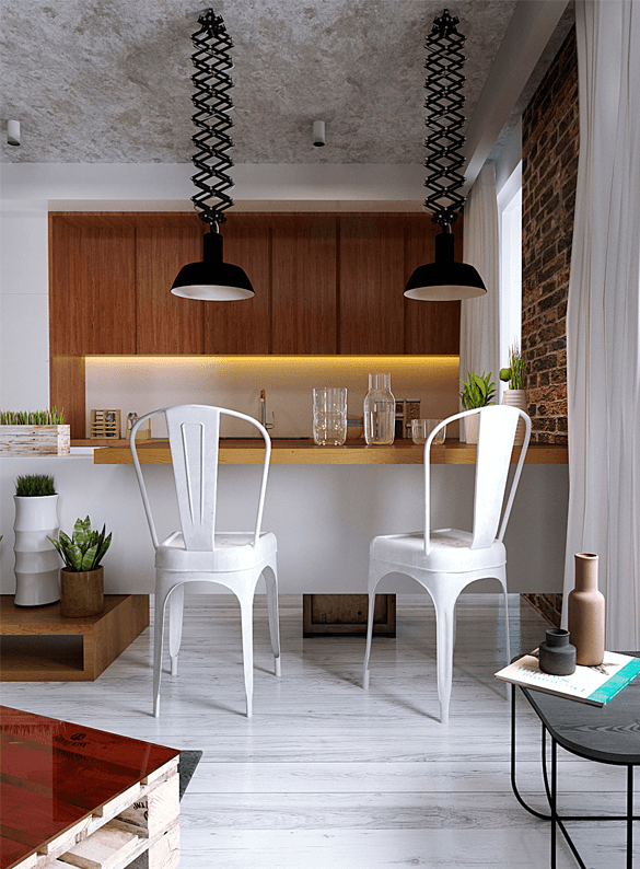 Дизайн интерьера 2-комнатной квартиры в стиле лофт-1 | Студия Maxdesign