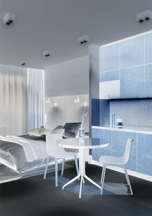 Дизайн интерьера номера апарт-отеля стандарт в современном стиле-2 | Студия Maxdesign